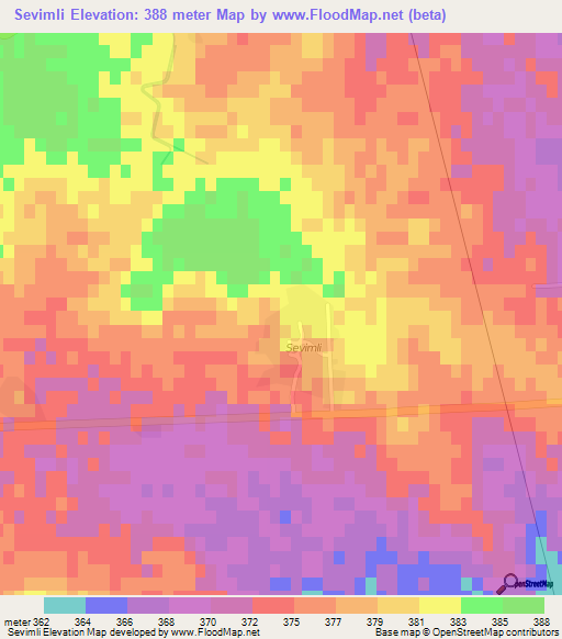 Sevimli,Turkey Elevation Map