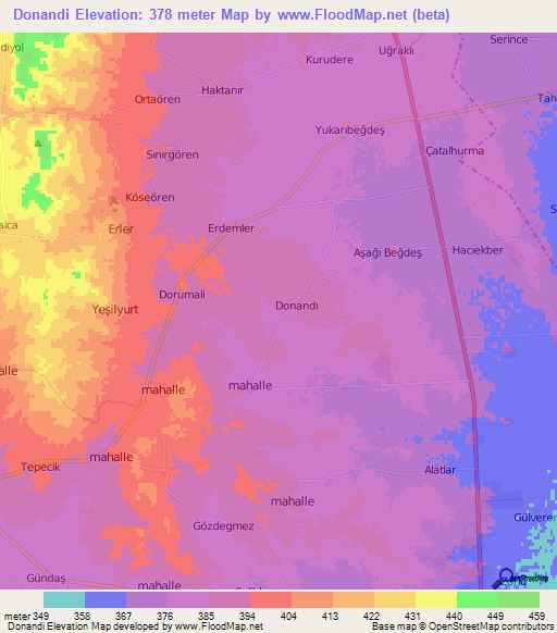 Donandi,Turkey Elevation Map