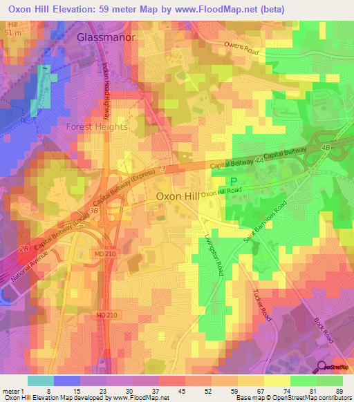 Oxon Hill,US Elevation Map