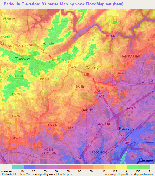 Parkville,US Elevation Map