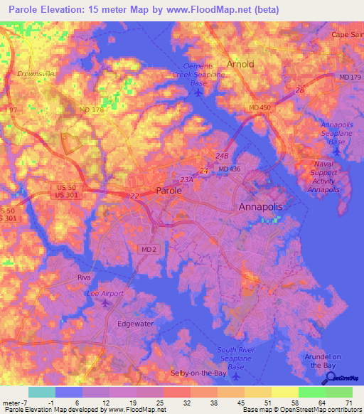 Parole,US Elevation Map