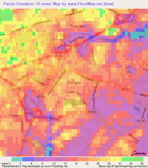 Parole,US Elevation Map