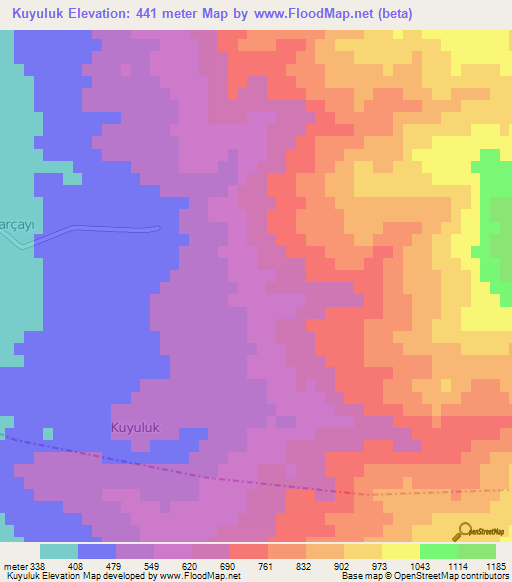 Kuyuluk,Turkey Elevation Map