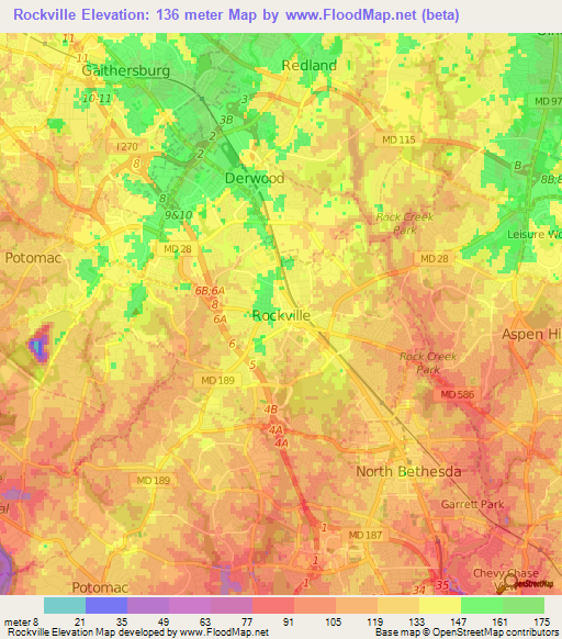 Rockville,US Elevation Map