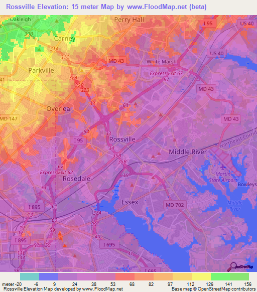 Rossville,US Elevation Map