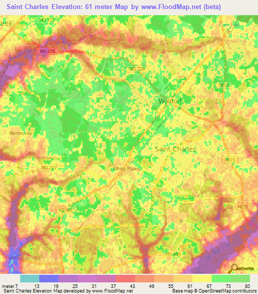 Saint Charles,US Elevation Map