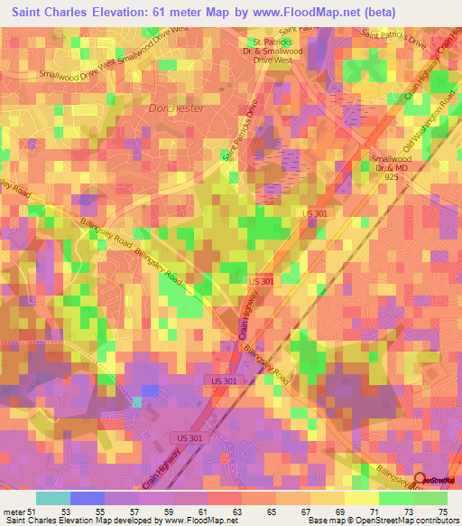 Saint Charles,US Elevation Map