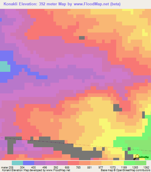 Konakli,Turkey Elevation Map