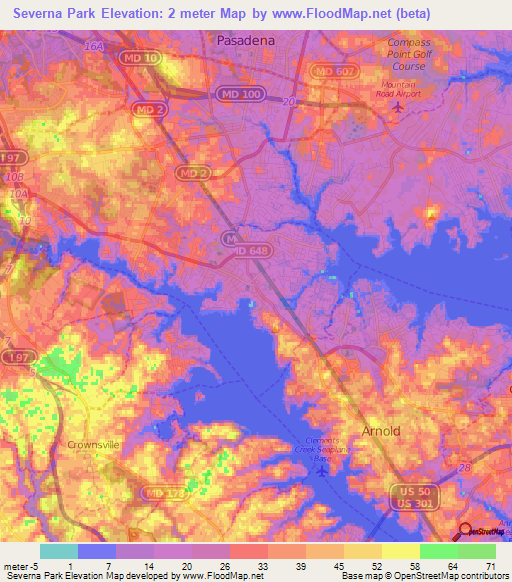 Severna Park,US Elevation Map