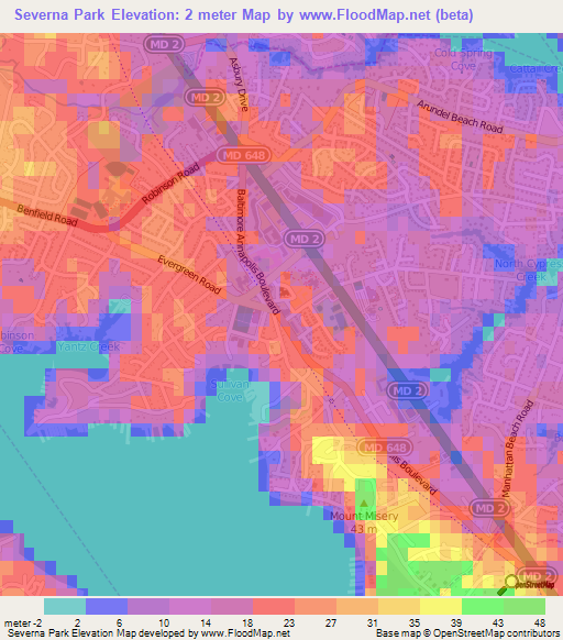 Severna Park,US Elevation Map