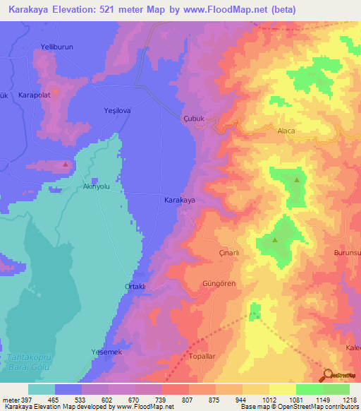 Karakaya,Turkey Elevation Map