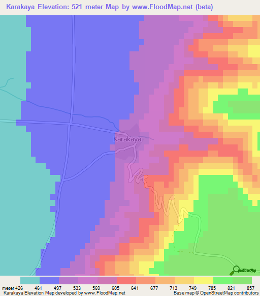 Karakaya,Turkey Elevation Map