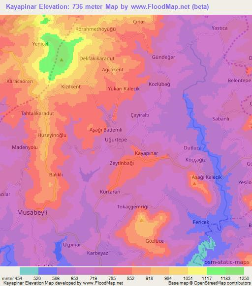 Kayapinar,Turkey Elevation Map