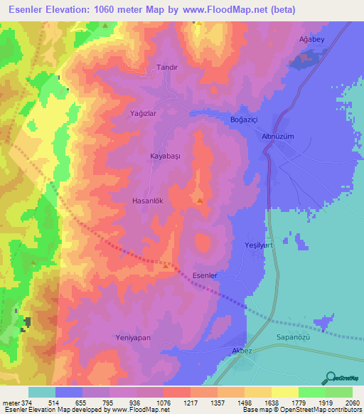 Esenler,Turkey Elevation Map