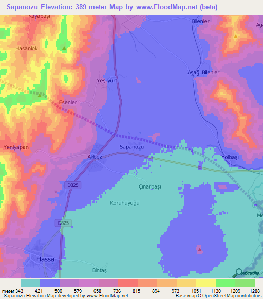 Sapanozu,Turkey Elevation Map