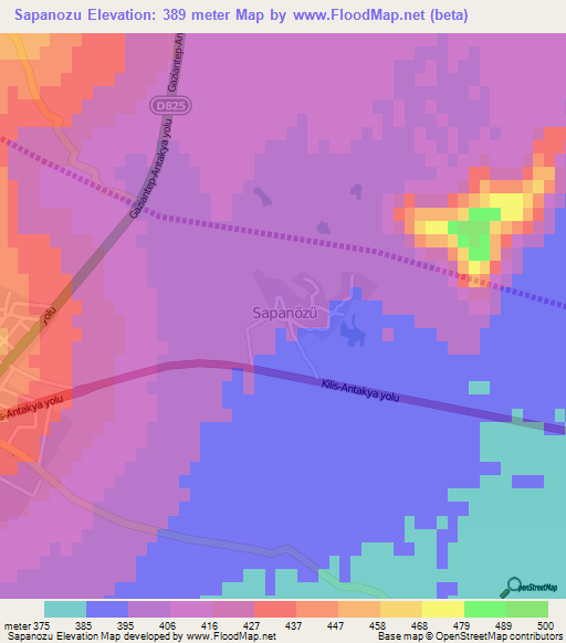 Sapanozu,Turkey Elevation Map