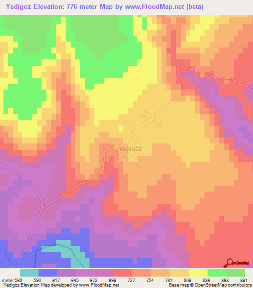 Yedigoz,Turkey Elevation Map