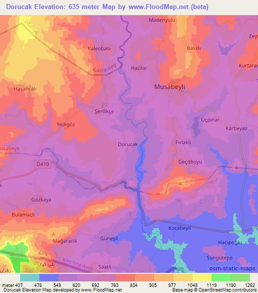 Dorucak,Turkey Elevation Map