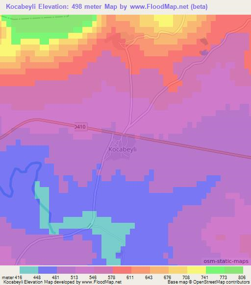 Kocabeyli,Turkey Elevation Map