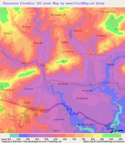 Karacavus,Turkey Elevation Map