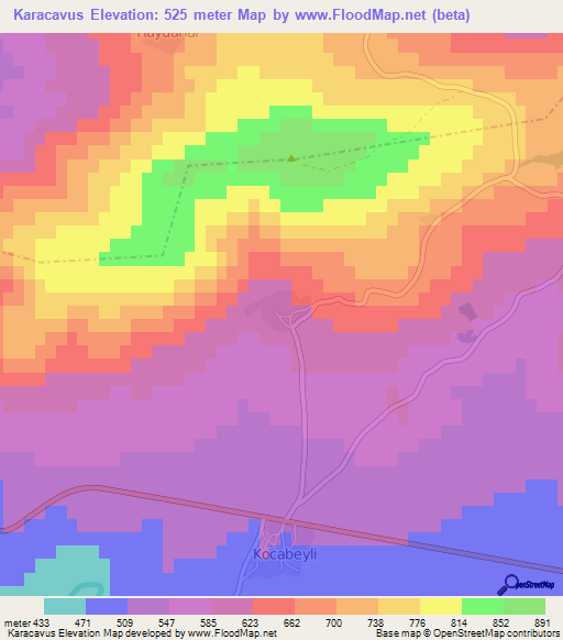 Karacavus,Turkey Elevation Map