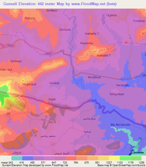 Gunesli,Turkey Elevation Map