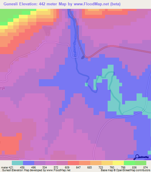 Gunesli,Turkey Elevation Map