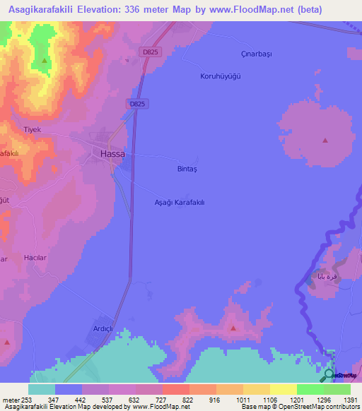 Asagikarafakili,Turkey Elevation Map