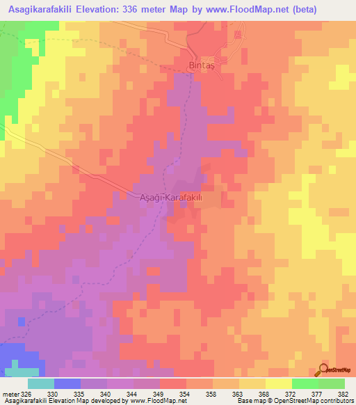 Asagikarafakili,Turkey Elevation Map