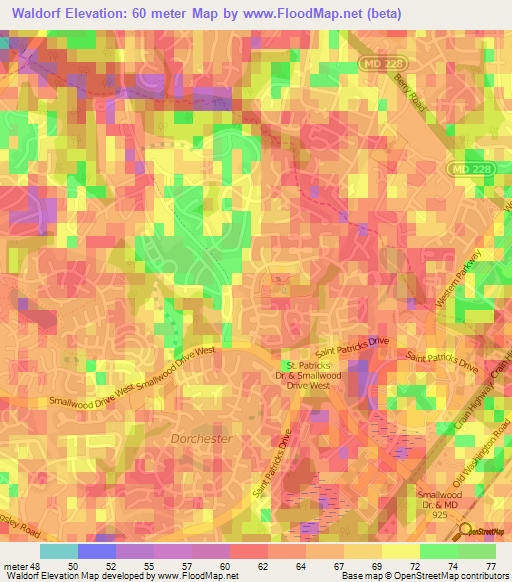 Waldorf,US Elevation Map