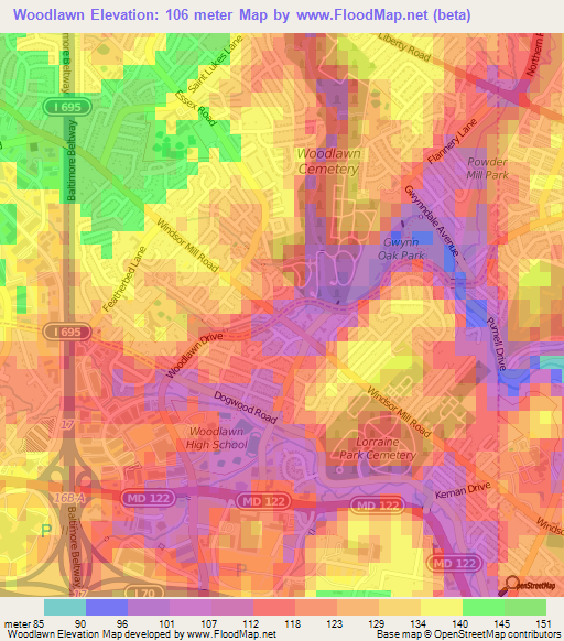 Woodlawn,US Elevation Map