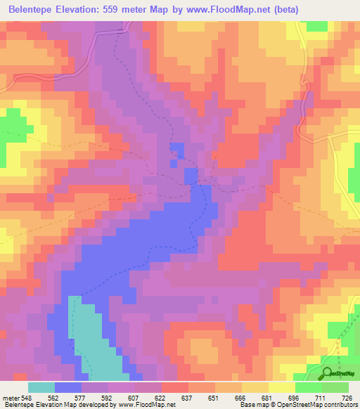 Belentepe,Turkey Elevation Map