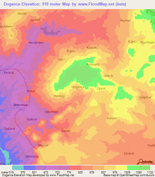 Doganca,Turkey Elevation Map