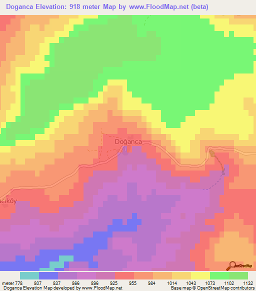 Doganca,Turkey Elevation Map