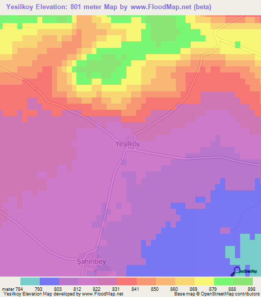 Yesilkoy,Turkey Elevation Map