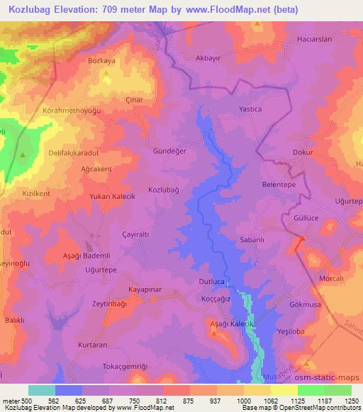 Kozlubag,Turkey Elevation Map