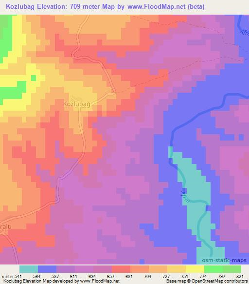 Kozlubag,Turkey Elevation Map