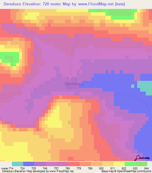 Dereduzu,Turkey Elevation Map