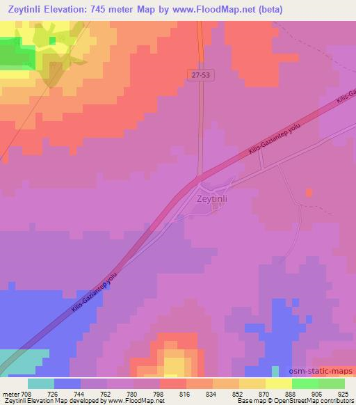 Zeytinli,Turkey Elevation Map