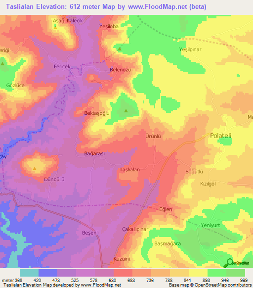 Taslialan,Turkey Elevation Map