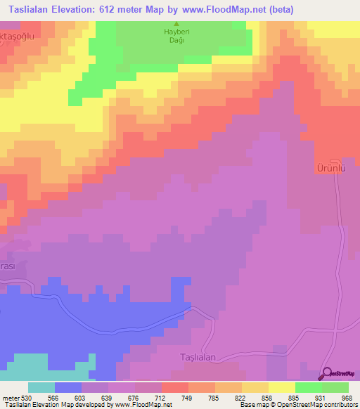 Taslialan,Turkey Elevation Map