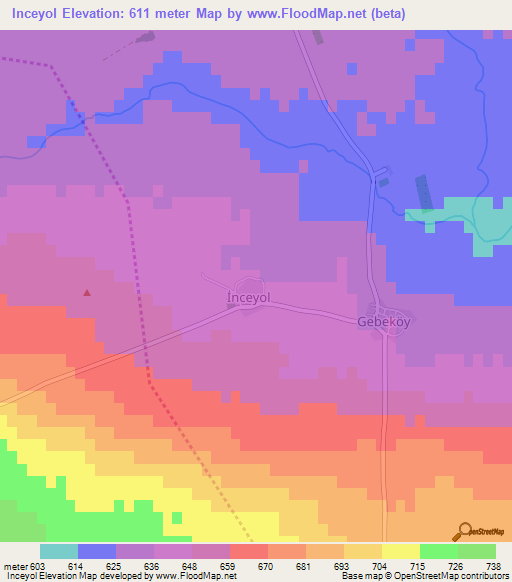 Inceyol,Turkey Elevation Map