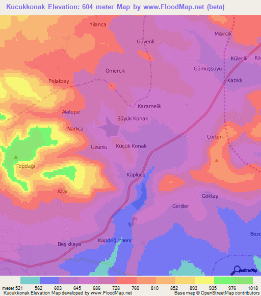 Kucukkonak,Turkey Elevation Map