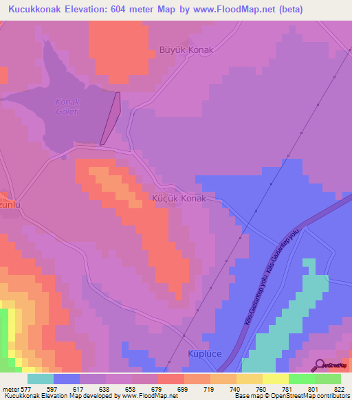 Kucukkonak,Turkey Elevation Map