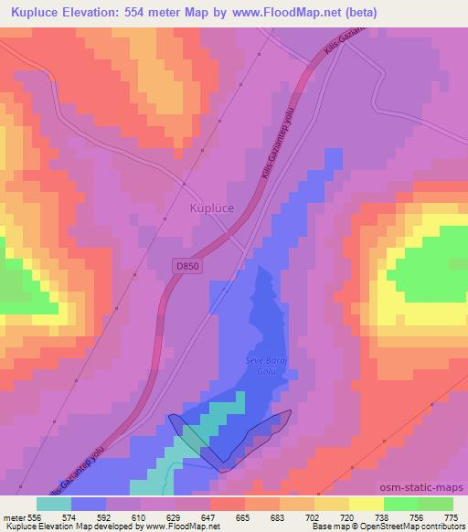 Kupluce,Turkey Elevation Map