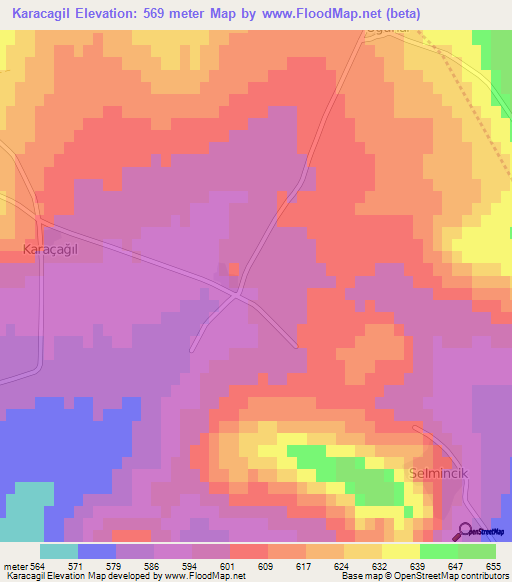 Karacagil,Turkey Elevation Map