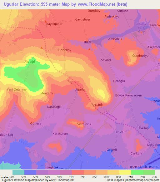 Ugurlar,Turkey Elevation Map