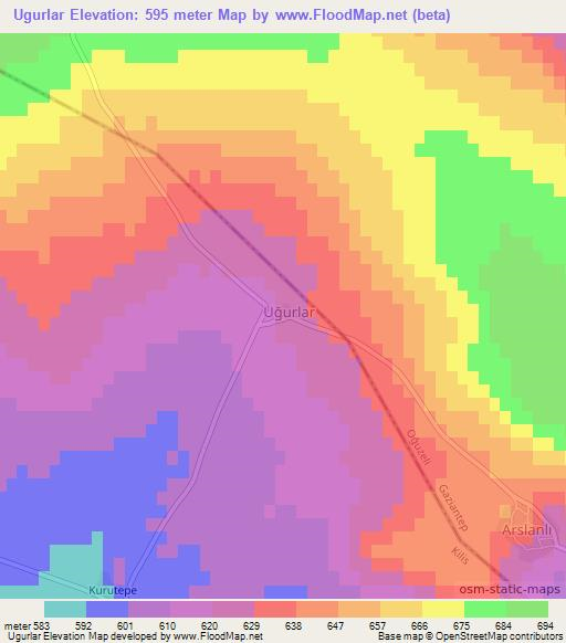 Ugurlar,Turkey Elevation Map