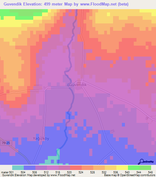 Guvendik,Turkey Elevation Map