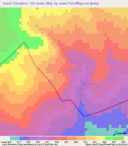 Inanli,Turkey Elevation Map